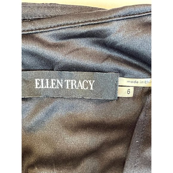 Ellen Tracy Women Metallic Fit & Flare Cocktail Dress Back Key Hole Black Size 6 - Picture 6 of 8